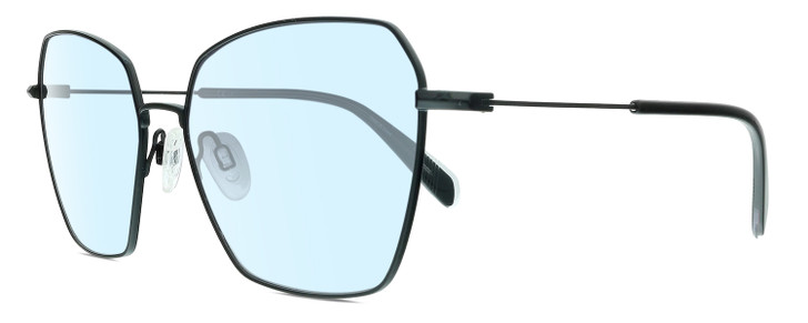 Profile View of Rag&Bone 1034 Designer Blue Light Blocking Eyeglasses in Satin Black Unisex Hexagonal Full Rim Metal 58 mm