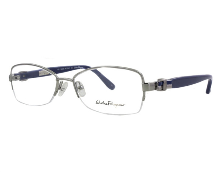 Salvatore Ferragamo Designer Reading Glasses 2101 in Silver-Blue
