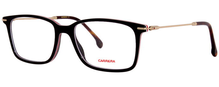 Profile View of Carrera 205 Designer Single Vision Prescription Rx Eyeglasses in Matte Black Gunmetal Unisex Rectangular Full Rim Acetate 52 mm