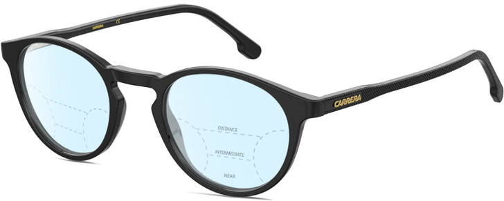 Profile View of Carrera 255 Designer Progressive Lens Blue Light Blocking Eyeglasses in Gloss Black Unisex Panthos Full Rim Acetate 48 mm