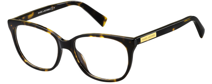 Profile View of Marc Jacobs 430 Designer Progressive Lens Prescription Rx Eyeglasses in Tortoise Havana Brown Silver Ladies Cat Eye Full Rim Acetate 51 mm