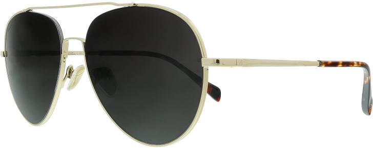 Profile View of Rag&Bone 1036 Aviator Sunglasses Gold Tortoise/Polarize Brown Silver Mirror 58mm