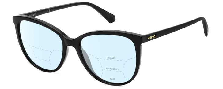 Polaroid 4100/F/S Cat Eye Progressive Blue Light Glasses Black w/ Gemstones 59mm