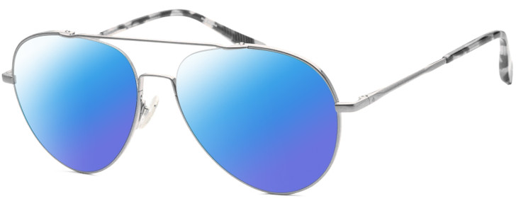 Profile View of Rag&Bone 1036 Designer Polarized Sunglasses with Custom Cut Blue Mirror Lenses in Rose Gold Red Tortoise Havana Unisex Pilot Full Rim Metal 58 mm