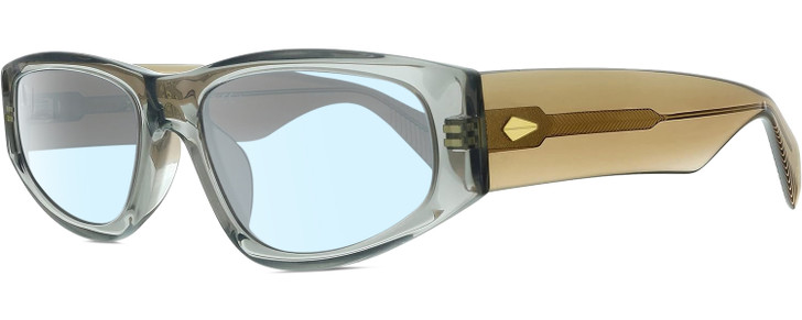 Profile View of Rag&Bone 1047 Designer Blue Light Blocking Eyeglasses in Crystal Grey Beige Brown Ladies Oval Full Rim Acetate 55 mm