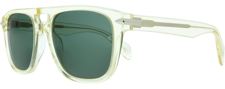 Profile View of Rag&Bone 5005 Unisex Aviator Designer Sunglasses Crystal Yellow Gold/Green 53 mm