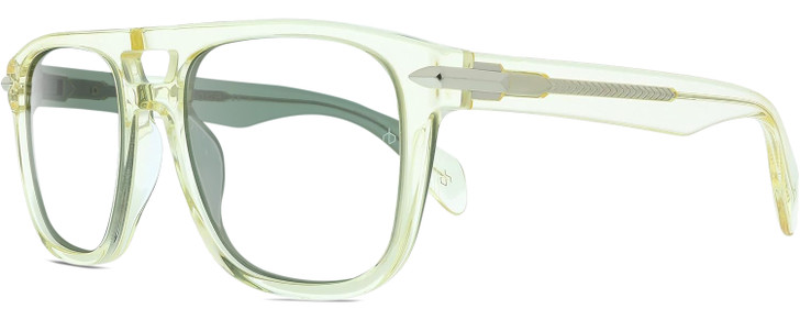 Profile View of Rag&Bone 5005 Designer Reading Eye Glasses with Custom Cut Powered Lenses in Crystal Yellow Gold Unisex Pilot Full Rim Acetate 53 mm