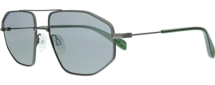 Profile View of Rag&Bone 5036 Mens Aviator Sunglasses Ruthenium Green Crystal/Silver Mirror 57mm