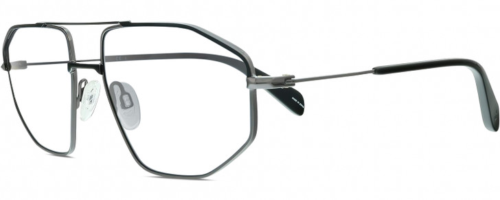 Profile View of Rag&Bone 5036 Designer Reading Eye Glasses in Black Ruthenium Silver Mens Pilot Full Rim Metal 57 mm