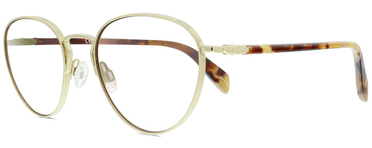 Profile View of Rag&Bone 1019 Logan Designer Bi-Focal Prescription Rx Eyeglasses in Gold Pink Tortoise Havana Ladies Panthos Full Rim Metal 52 mm