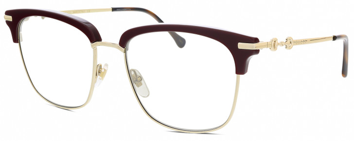 Profile View of GUCCI GG0918S-003 Designer Reading Eye Glasses in Burgundy Red Gold Brown Tortoise Havana Unisex Panthos Semi-Rimless Acetate 56 mm