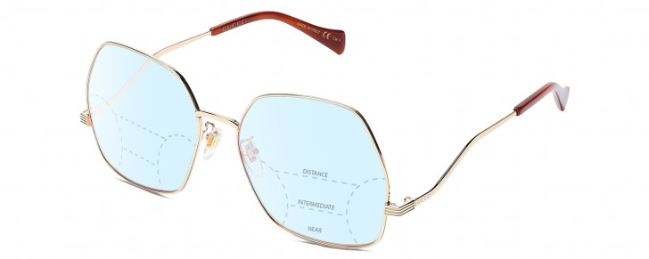 GUCCI GG0972S-003 Womens Progressive Blue Light Glasses Gold Brown Tortoise 60mm