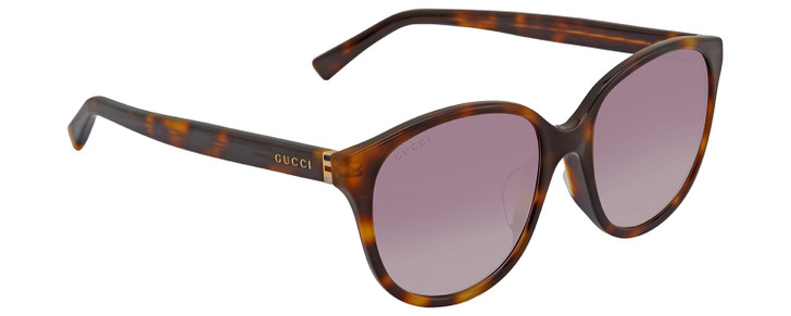 Profile View of GUCCI GG0461SA-003 Women's Sunglasses Havana Tortise Brown Yellow Gold/Pink 55mm