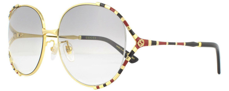 GUCCI GG0595S-002 Women's Semi-Rimless Sunglasses Gold Black/Grey Gradient 59 mm