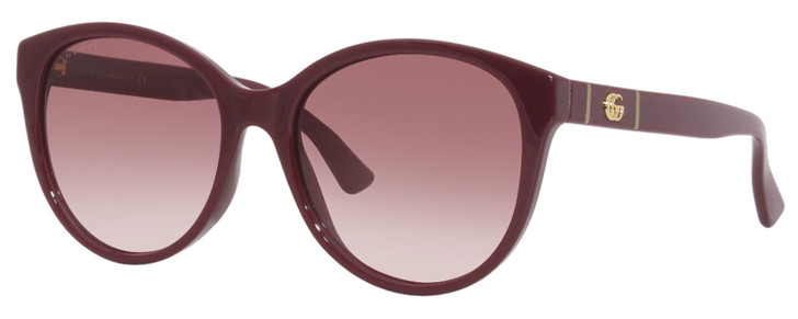 Profile View of GUCCI GG0631S-003 Women Designer Sunglasses Burgundy Gold/Rose Red Gradient 56mm