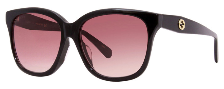 Profile View of GUCCI GG0800SA-002 Womens Square Designer Sunglasses in Black/Pink Gradient 56mm