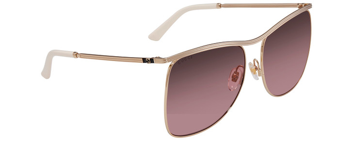 Profile View of GUCCI GG0820S-004 Women's Designer Sunglasses Gold Ivory White/Violet Pink 63 mm