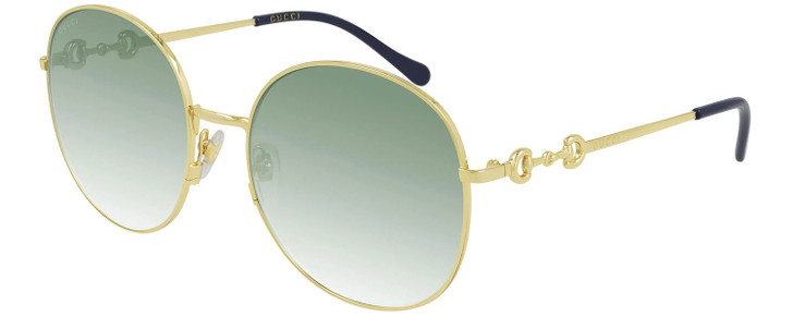 GUCCI GG0881SA-003 Womens Sunglasses Gold Metallic Navy/Green Blue Gradient 59mm