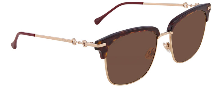 Profile View of GUCCI GG0918S-002 Unisex Sunglasses Tortoise Havana Gold Burgundy Red/Brown 56mm