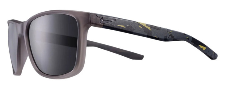 Profile View of NIKE Essent-Endvor-EV1117-010 Unisex Sunglasses Gunsmoke Black Yellow/Grey 57 mm