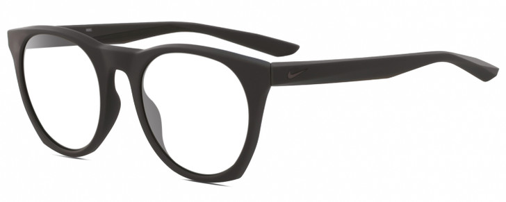 Profile View of NIKE Essent-Horizon-220 Designer Reading Eye Glasses in Matte Dark Grey Gunmetal Unisex Panthos Full Rim Acetate 51 mm