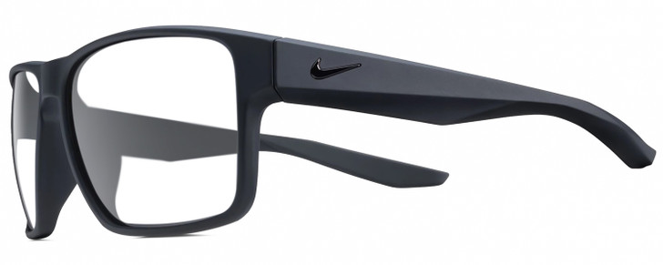 Profile View of NIKE Essent-Venture-002 Designer Progressive Lens Prescription Rx Eyeglasses in Matte Black Unisex Square Full Rim Acetate 59 mm