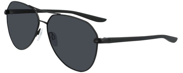 Profile View of NIKE City-Aviator-010 Unisex Aviator Designer Sunglasses in Black/Dark Grey 61mm