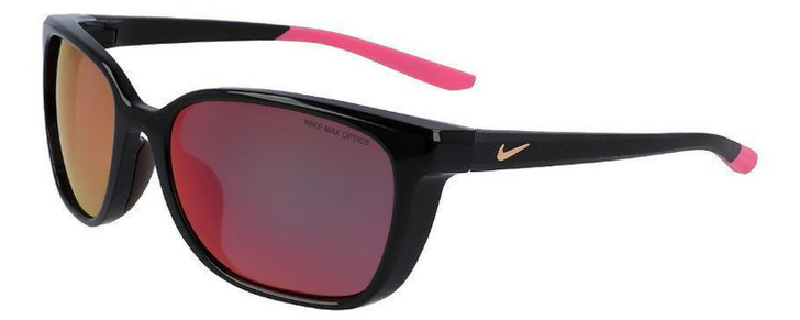 Profile View of NIKE Sentiment-CT7878-010 Women's Sunglasses Black Rose Gold/Mercury Mirror 56mm