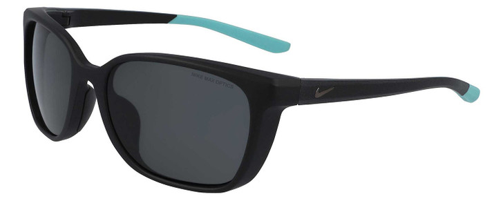 Profile View of NIKE Sentiment-CT7886-010 Women's Square Sunglasses in Black Teal Blue/Grey 56mm