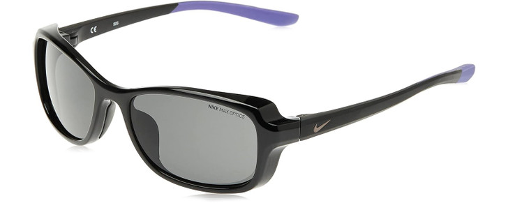 Profile View of NIKE Breeze-CT8031-010 Womens Oval Designer Sunglasses in Black Purple/Grey 57mm
