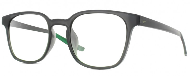 Profile View of NIKE Session-080 Designer Reading Eye Glasses in Oil Grey Crystal Pine Green Unisex Panthos Full Rim Acetate 51 mm