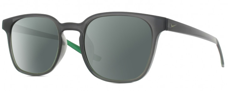 Profile View of NIKE Session-080 Designer Polarized Sunglasses with Custom Cut Smoke Grey Lenses in Oil Grey Crystal Pine Green Unisex Panthos Full Rim Acetate 51 mm