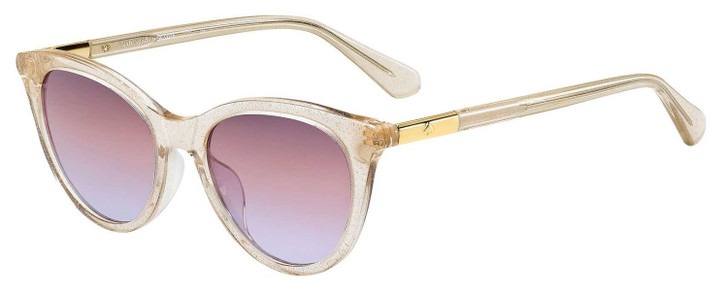 Kate Spade JANALYNN Cateye Sunglasses Glitter Beige Crystal/Purple Gradient 51mm