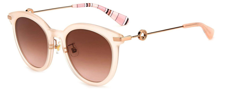 Profile View of Kate Spade KEESEY Cat Eye Sunglasses Blush Crystal Rose Gold/Pink Gradient 53 mm