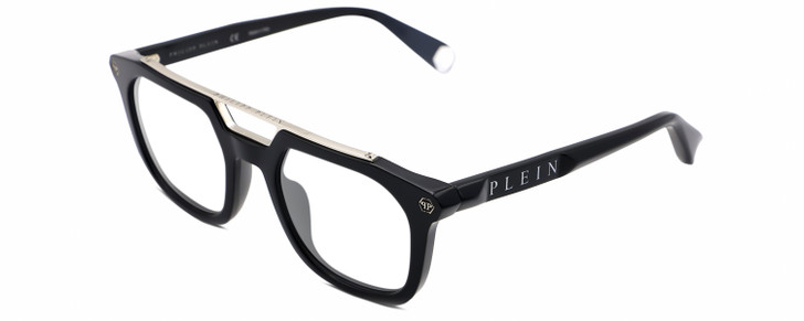 Philipp Plein SPP001M Designer Reading Glasses Gloss Black Silver Square 51mm