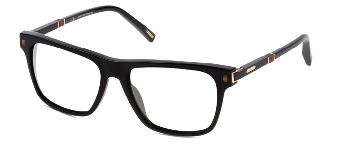 Profile View of Chopard SCH312 Designer Reading Eye Glasses with Custom Cut Powered Lenses in Gloss Black Grey Brown Wood Gold Unisex Panthos Full Rim Acetate 53 mm