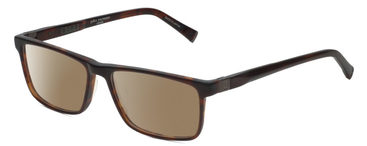 Profile View of John Varvatos V404 Designer Polarized Sunglasses with Custom Cut Amber Brown Lenses in Gloss Dark Brown Demi Tortoise Havana Gunmetal Unisex Rectangular Full Rim Acetate 56 mm