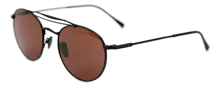 Profile View of John Varvatos V547 Unisex Aviator Designer Sunglasses in Black/Amber Brown 52 mm