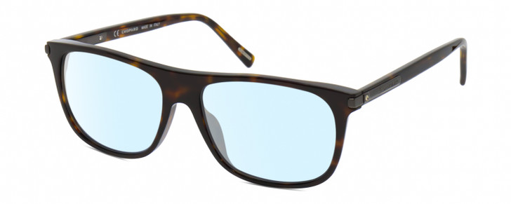 Profile View of Chopard SCH294 Designer Blue Light Blocking Eyeglasses in Gloss Dark Brown Tortoise Havana Gunmetal Unisex Panthos Full Rim Acetate 57 mm