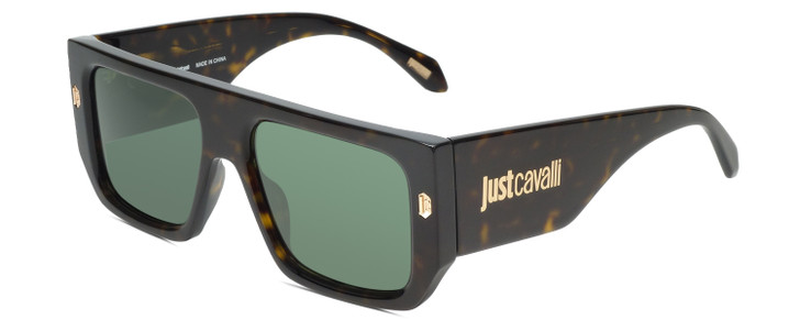 Profile View of Just Cavalli SJC022-0722 Unisex Sunglasses Brown Tortoise Havana Gold/Green 56mm