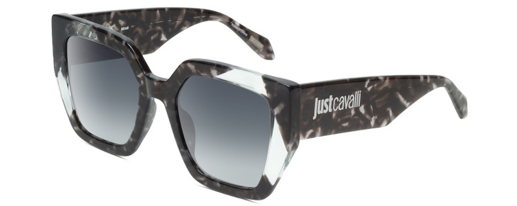 Profile View of Just Cavalli SJC021V-096N Women Sunglasses Black Grey Crystal/Blue Gradient 53mm