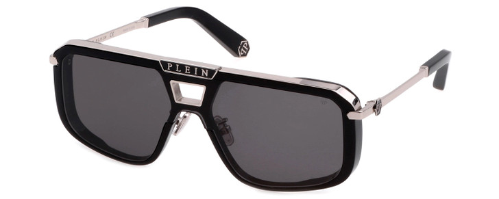 Philipp Plein SPP008M-0700 Mens Pilot Designer Sunglass Black Silver/Grey 99mm