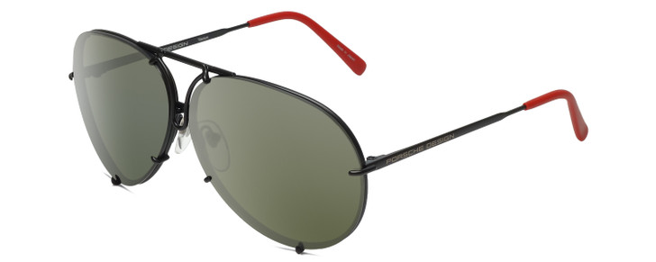 Profile View of Porsche Design P8478-R Unisex Aviator Sunglass Black/Polarized Green Mirror 63mm