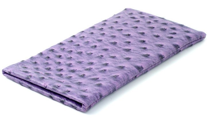 Image 1 of Wholesale Bulk Lot of LBI Soft Squeeze Top Slip In Eyeglasses Case And Holder In Faux Ostrich Leather, Purple