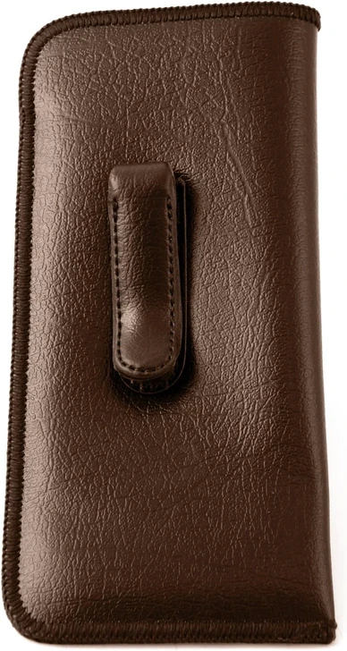Wholesale Bulk Lot Calabria Soft Slip-In Glasses Case w/Pocket Belt Metal Clip Brown for Men/Women Syn. Leather Felt Lining 6.5'x3'
