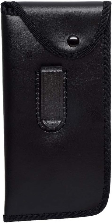 Wholesale Bulk Lot Calabria Snap Button Flap Eyeglass Case PU Leather w/Plastic Pocket Clip Black Vertical Pouch Sunglasses Holder