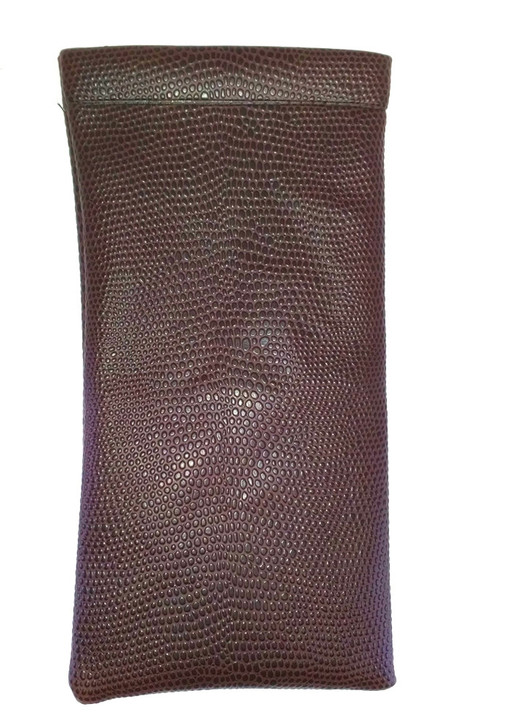 Image 1 of Wholesale Bulk Lot of Calabria Soft Squeeze Spring Top Eyeglasses Case Brown Snakeskin PU Leather Men Women Pouch Closure Sunglass