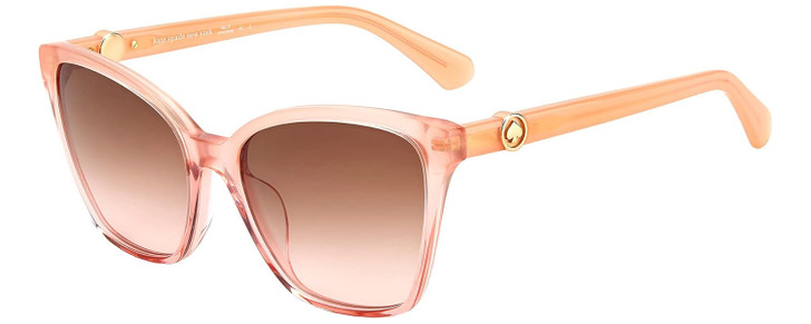 Profile View of Kate Spade AMIYAH/G/S 733 Cateye Sunglass Peach Crystal/Brown Pink Gradient 56mm