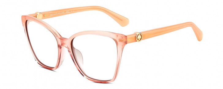 Profile View of Kate Spade AMIYAH/G/S 733 Designer Bi-Focal Prescription Rx Eyeglasses in Blush Pink Peach Crystal Rose Gold Ladies Cat Eye Full Rim Acetate 56 mm