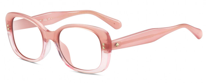 Profile View of Kate Spade CITIANI/G/S 35J Designer Reading Eye Glasses with Custom Cut Powered Lenses in Blush Pink Crystal Ladies Butterfly Full Rim Acetate 53 mm